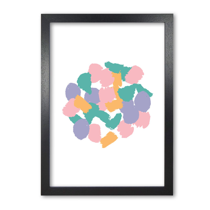 Pink Abstract Paint Splodge - Print, 60 cm H x 42 cm W x 5 cm D, Black Grain Frame