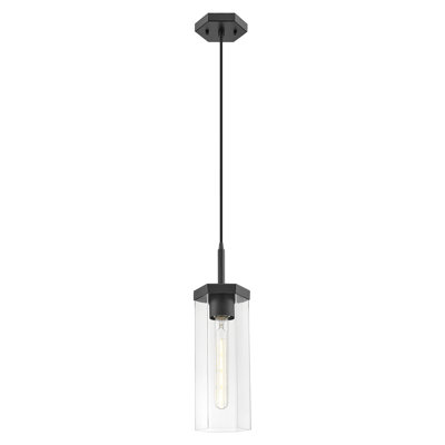 Downtown Urban - Blakeley - Luminaire suspendu 1 corde 5 po - Finition nickel satiné - Abat-jour fumé clair