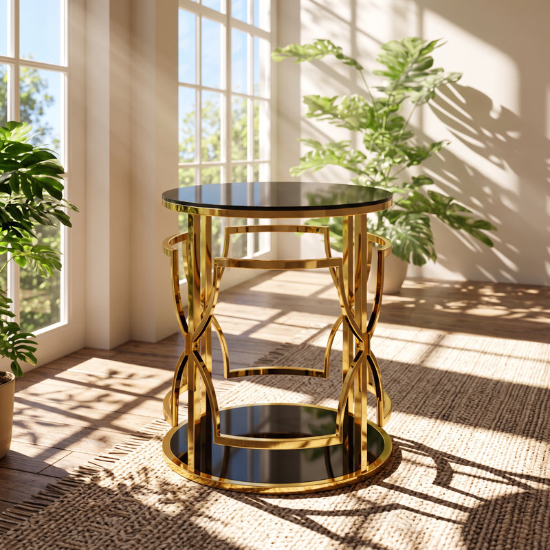 Table de bout en verre trempé à 2 niveaux l 19,7 po x P 19,7 po x H 21,7 po change