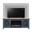 Meuble télé avec foyer de 66 po Ithaca pour téléviseur de 80 po ou moins, assemblage minimal requis, finition bleue et bourbon-282632886-282632884