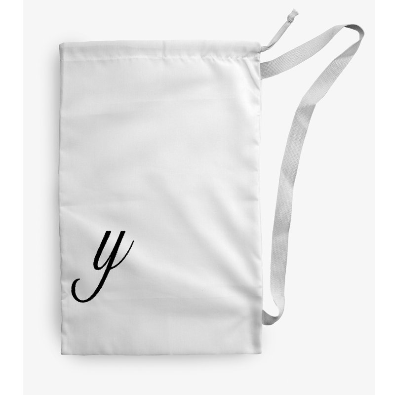 Sac à linge Monogram, Blanc / noir, Petit (H 29 po x l 18 po)