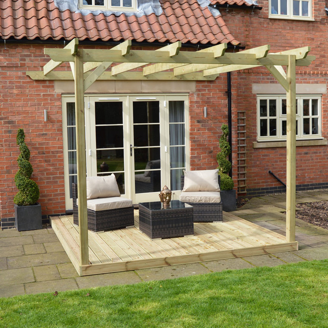 Akkar Wall Mounted 2.4m x 2.4m Wood Pergola