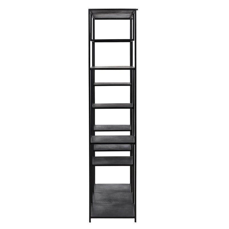 Daren 71" x 71" Metal Bookcase, Black