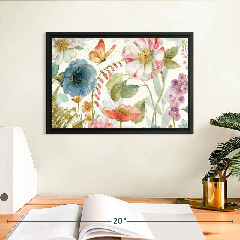 Rainbow Seeds Fleurs sur bois, Cadre flottant noir, 13 po x 9 po