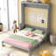 Grand lit escamotable avec tablette, gris