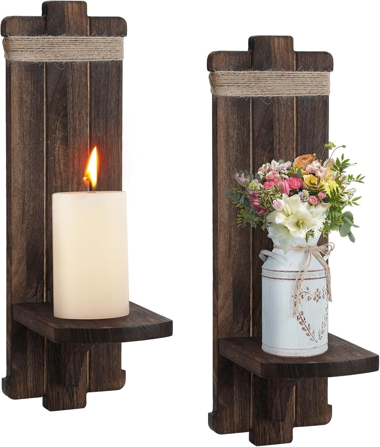 Gracie Oaks Farmhouse Wall Decor Candle Sconces - 2 Pcs Vintage Rustic ...