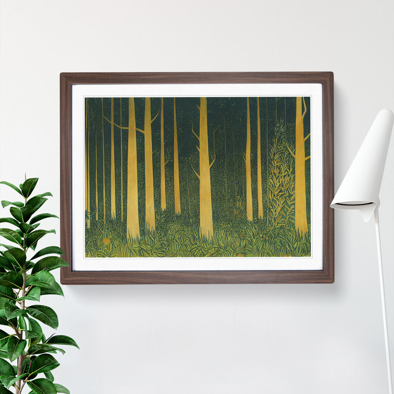 Forest Evening - Single Picture Frame Print, 34cm H x 46cm W x 2cm D, Walnut