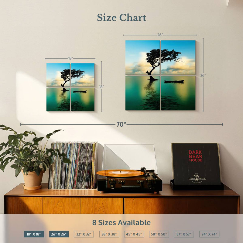 Arbre Kerrick au-dessus de l'eau, H 18 po x l 18 po