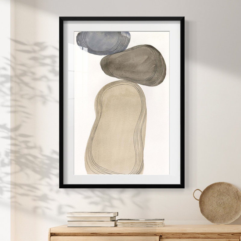 River Rocks Contour I - impression encadrée, H 25,5 po x l 17,5 po, Noir