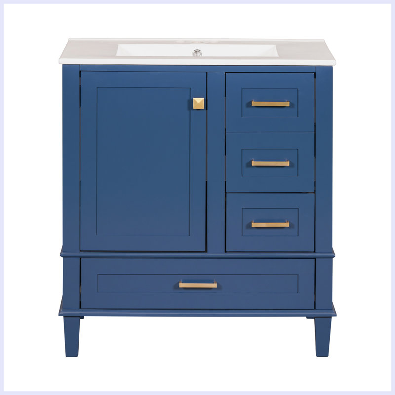 Ensemble d'armoire de salle de bain moderne avec évier, Bleu