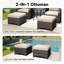 Ensemble de conversation de patio en osier 5 pièces avec 2 chaises, 2 repose-pieds, table d'appoint et coussin-1774799238