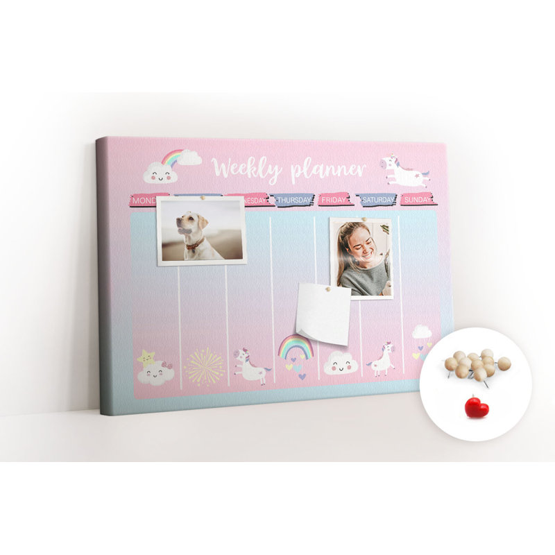Wall Mounted bulletin board print wall art notice boards for office corkboard Unicorn planner