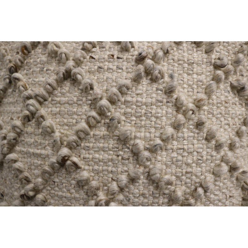 Nancy Beige Wool and Cotton Textured Throw Pillow