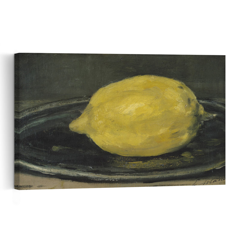 Le Citron, 1880, estampe d'art mural contemporain abstrait impressionniste représentant un fruit., H 40 po x l 60 po