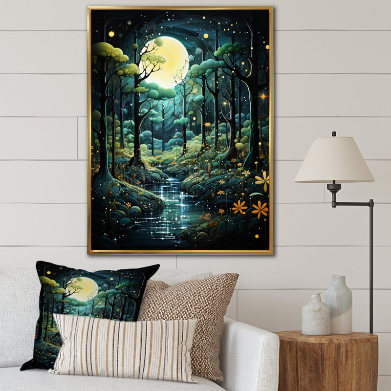 «Forest Enchanted Forest Pointillism IV - Landscape & Nature», reproduction sur toile, H 44 po x l 34 po x P 1,5 po