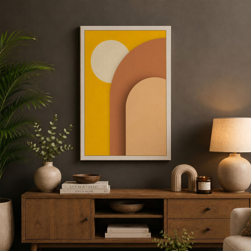 Curved Forms in Gold Minimalist - Wrapped Canvas, 30x20 - 76.2 x 50.8 cm, Sage Border