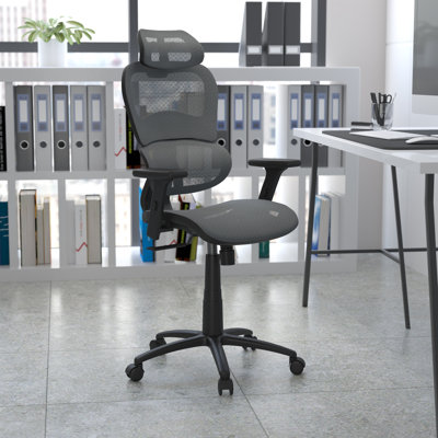 Office Chair with Synchro-Tilt, Adjustable Headrest, Lumbar Support, and Pivot Arms