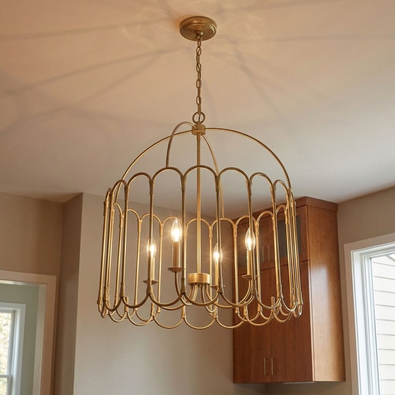 4-Light Chandelier, Laiton