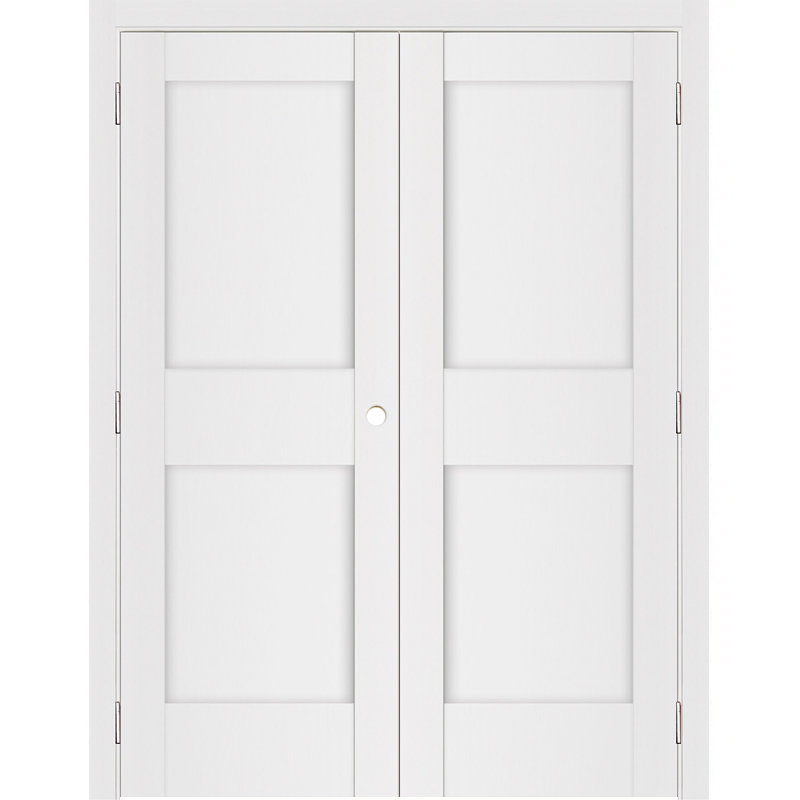 Double porte intérieure stratifiée blanc doux pré-suspendu Stile 023, 64 po x 80 po, S'ouvre à gauche vers l'intérieur
