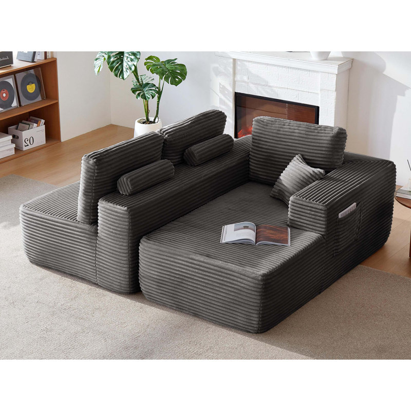 104" Cloud Sectional Sofa with L-Shape Chaise and Side Pockets , Modern Modular Design, Deep Seating, Upholstered Couch for Living Room/Bedroom, No Assembly Required (Plush Fabric),Right