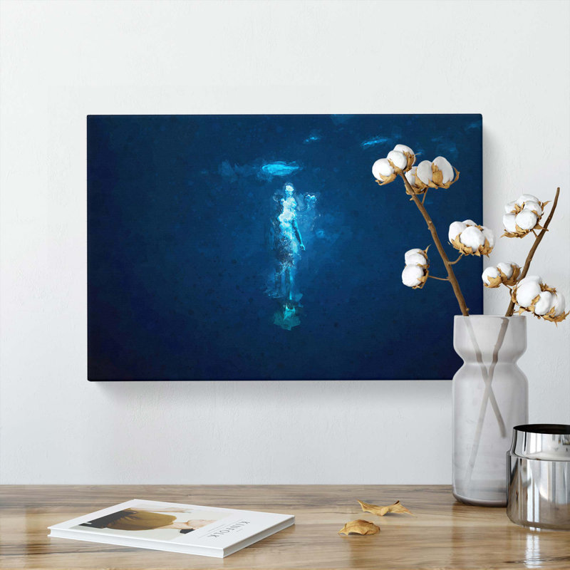 Deep Blue Diving in Abstract - Wrapped Canvas Graphic Art Print, 50cm H x 76cm W x 3cm D