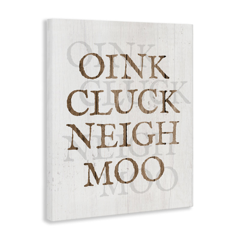 «Oink Cluck Neigh Moo», art mural sur toile par Daphne Polselli, H 30 po x l 24 po