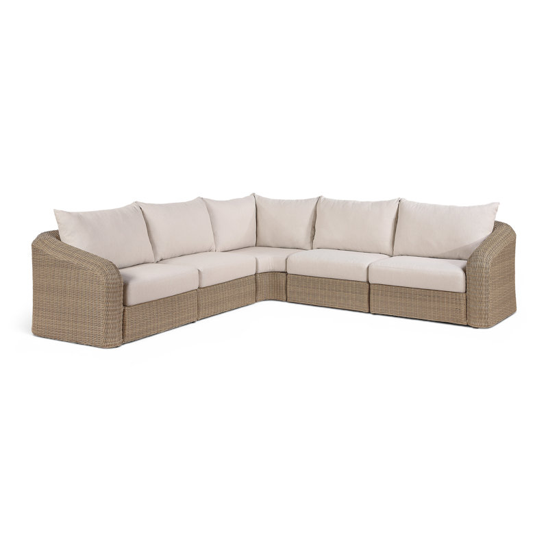 Canapé modulaire d'extérieur en oléfine de 123,25 po Belleville, 5, Beige, Natural