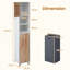 Rubber Wood, MDF, Fabric Freestanding Linen Cabinet