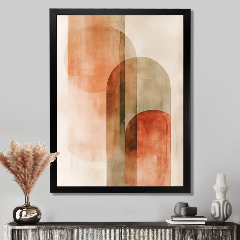 Orange Brown Terracotta Balance II - Tableau abstrait moderne de transition encadré, H 20 po x l 12 po, Cadre photo noir