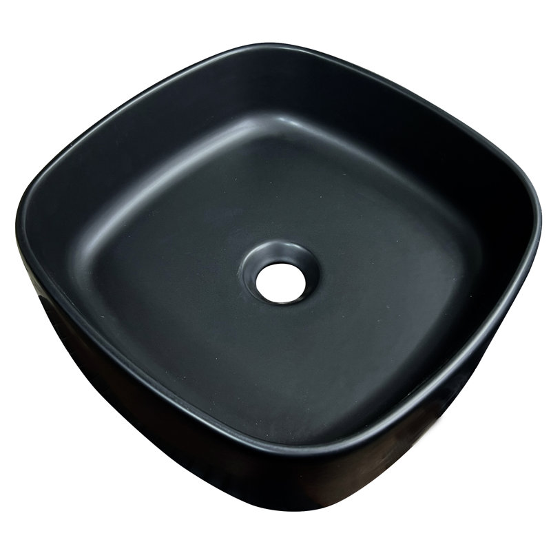 Regatta Poured Square Vessel Bathroom Sink, Matte Black