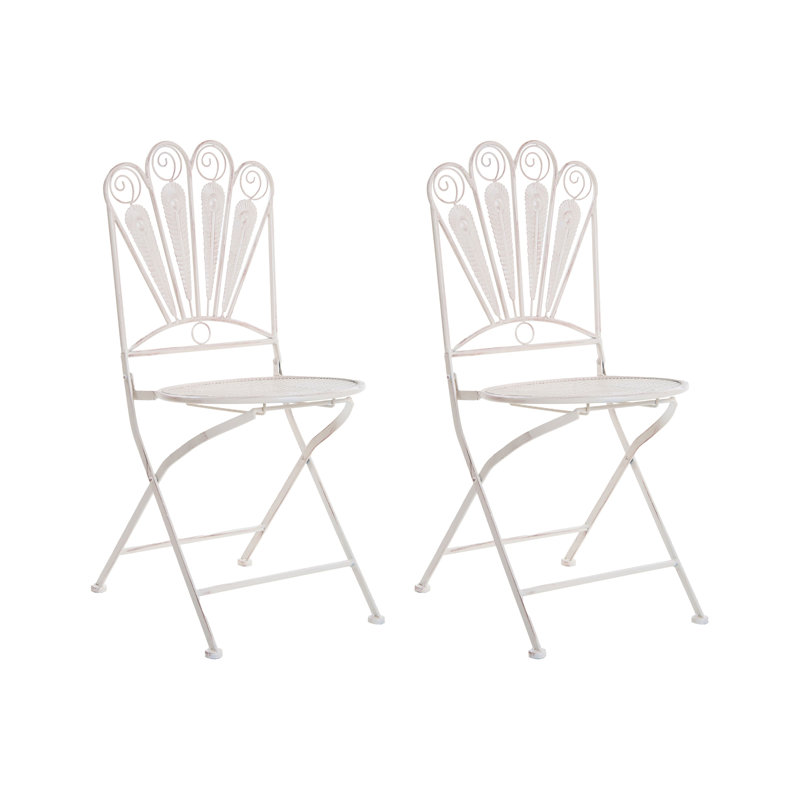 Folding Patio Dining Side Chair, White
