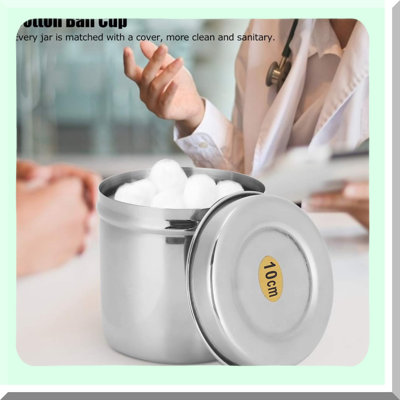 Stainless Steel Bathroom Vanity Organizer - Cotton Ball & Cotton Swab Canister with Lid for Home & Hospital Use
