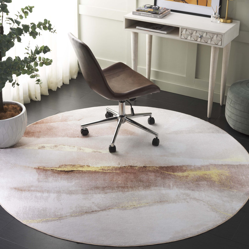 Josalina Monica Performance Machine Washable Abstract Rug, Round 6'