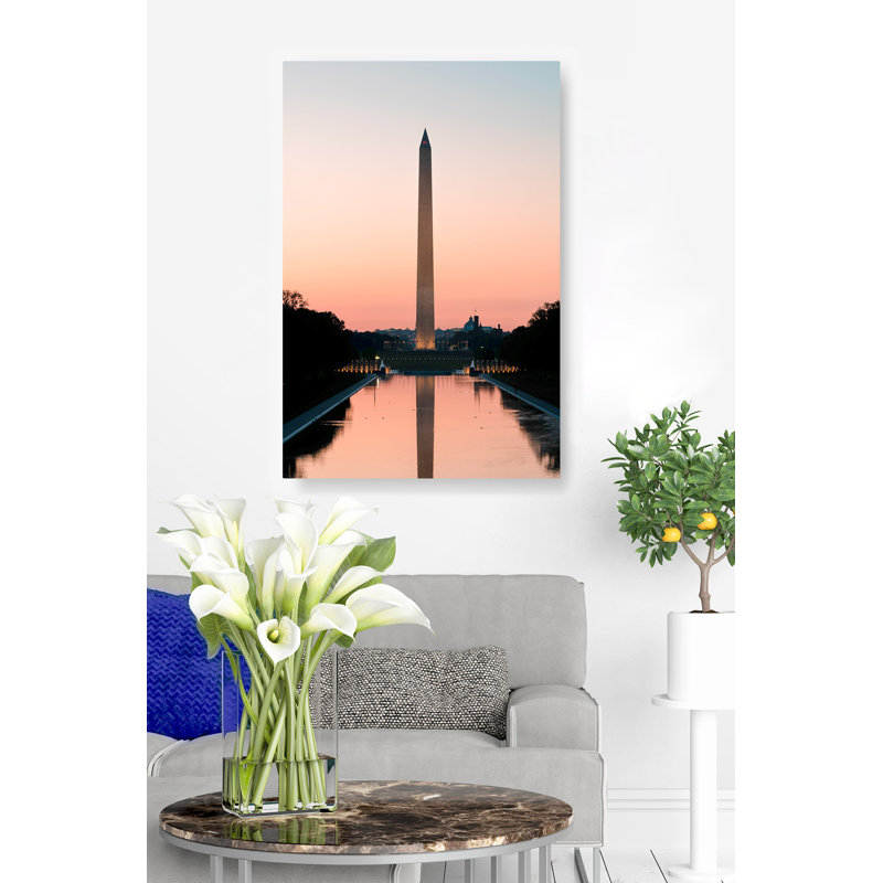 Monument de Washington au coucher du soleil, orange, H 26 po x l 50 po x P 1,5 po