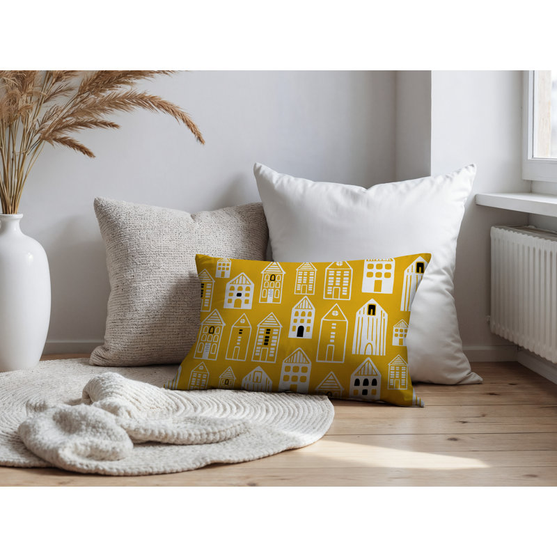 Oreiller rectangulaire réversible intérieur / extérieur Kito, Jaune, Rectangle H 14 po x l 20 po