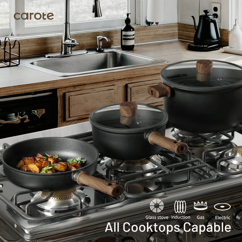 Carote 14pcs Nonstick Pots And Pans Cookware Set, Kitchen Cooking Sets With Frying Pan, Nonstick Design, Ideal For Various Cooking Tasks