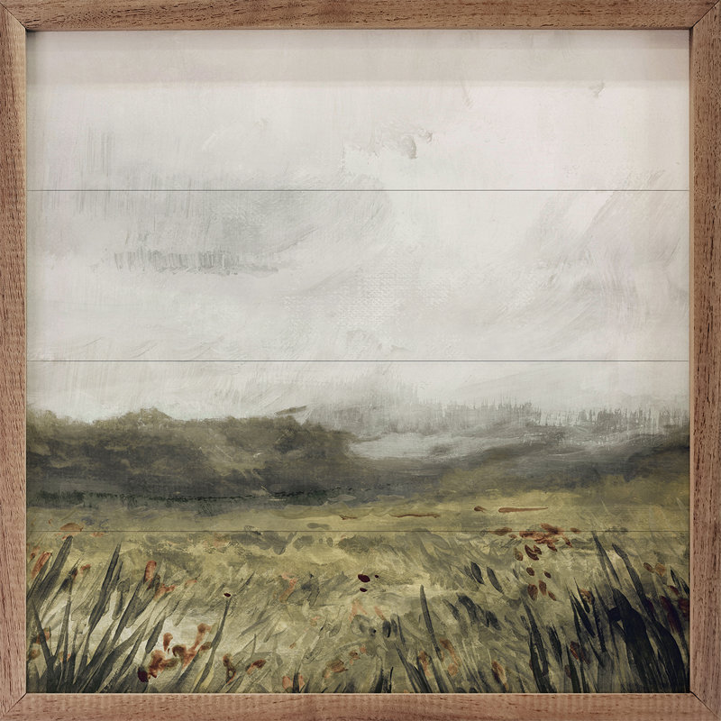 «Moody Landscape 1 Field By Nina Blue» sur panneau de fibres à densité moyenne / bois massif, H 16 po x l 16 po