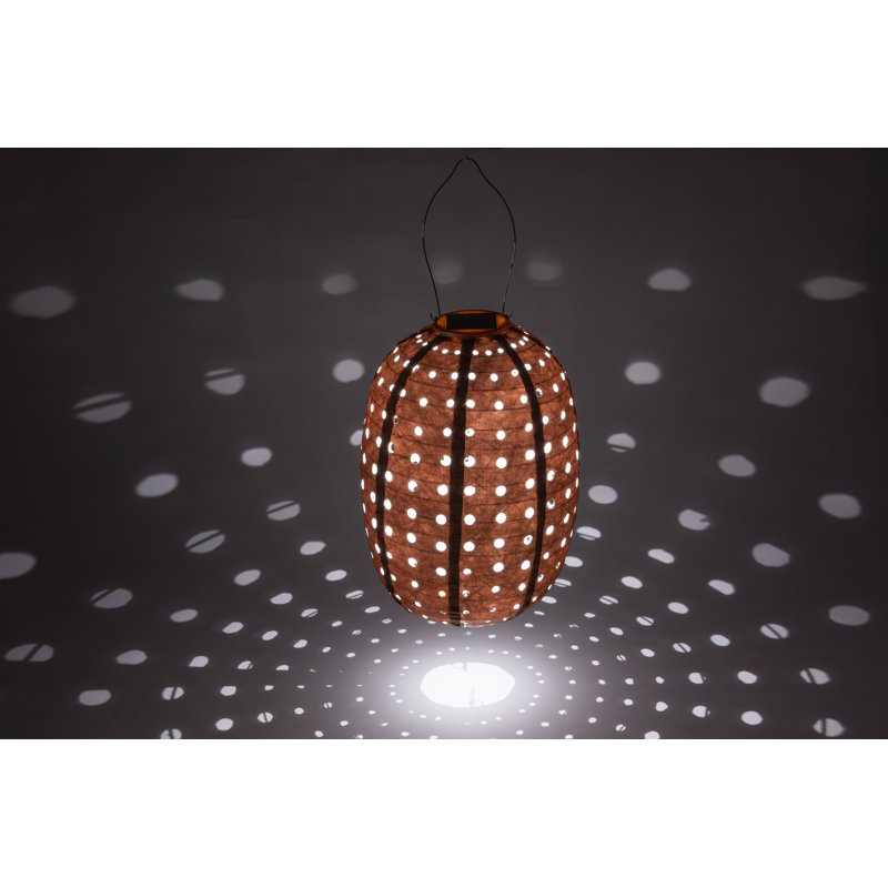 Stella Swiss Dot 14" Barrel Solar Lantern - Copper, Copper