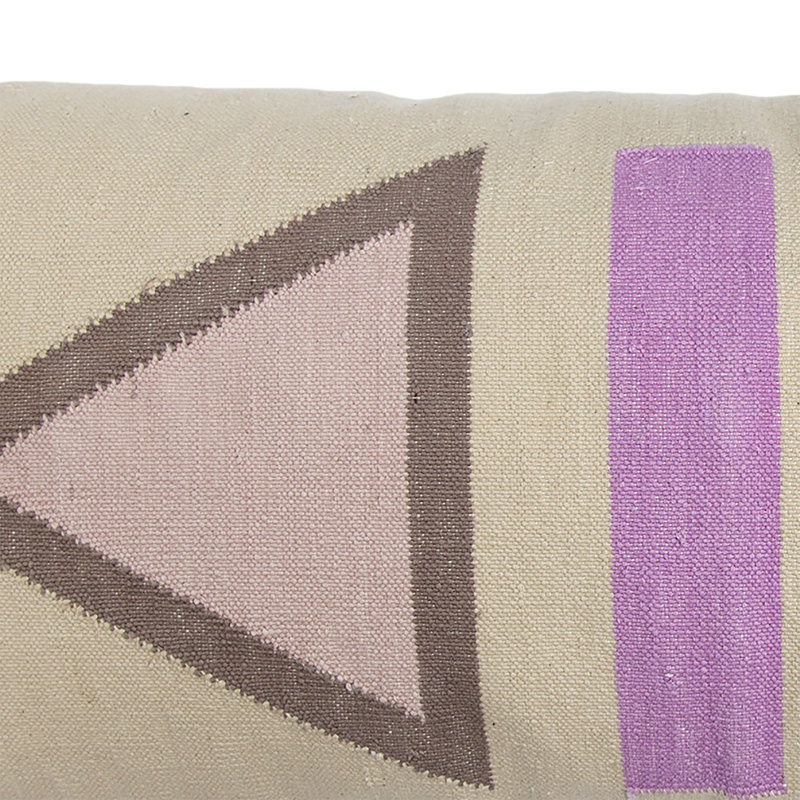 Dana Lumbar Pillow Cover, Ivory/Purple