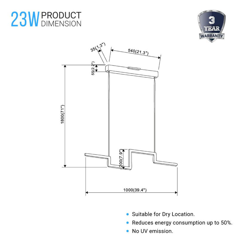 Luminaire suspendu 1 lumière DEL
