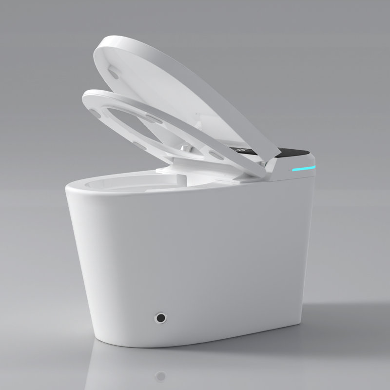 Modern Smart Toilet With Bidet Seat Built-In, Intelligent Toilet  Auto Open/Close Seat, Foot Sensor, LED Display,Night Light, Warm Water & Dryer