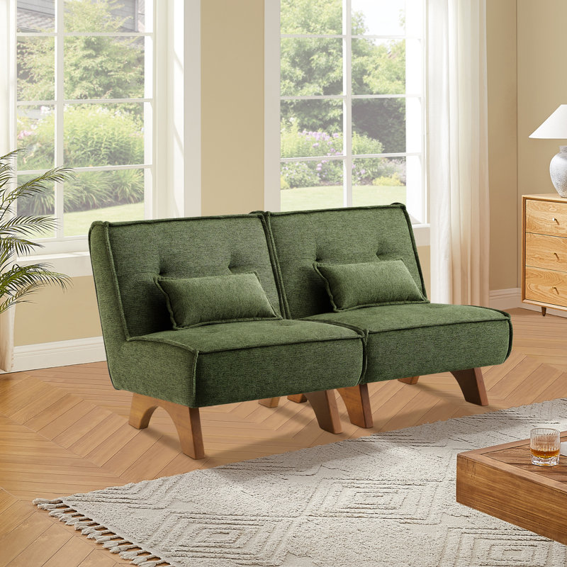 Méridienne d'appoint rembourrée avec oreiller l 29,5 po Kayala (ensemble de 2), Boucle verte