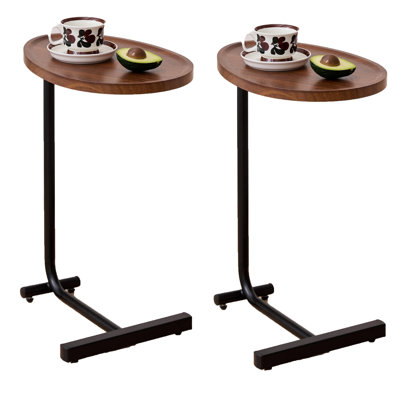 2-Pieces C-Shaped Side Table, Compact Sofa Table for Small Spaces, Living Room, and Bedroom
