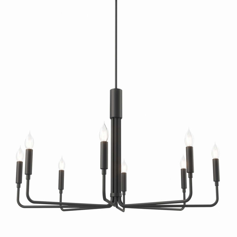 Rekindle Mid-Century Modern 8-Light Black Iron Chandelier
