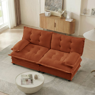 Causeuse de 77 po, canapé modulaire moderne, canapé à 2 places avec tissu chenille respirant, coussins confortables en nuage et treillis pour salon, chambre à coucher, appartement