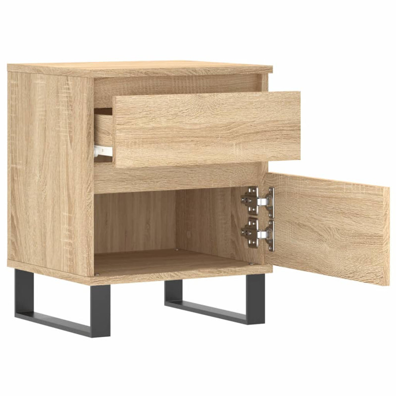 Mirka 40cm W Manufactured Wood Bedside Table, Light Oak