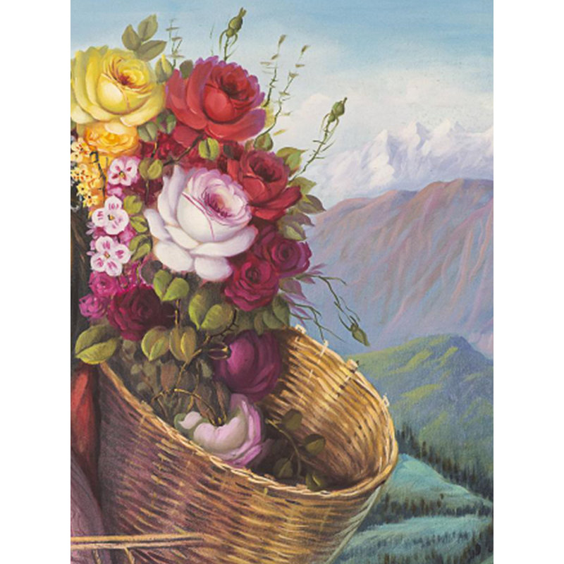Beauté de Blossoming Hill | Huile sur toile | Par Dinesh Attry | Avec cadre