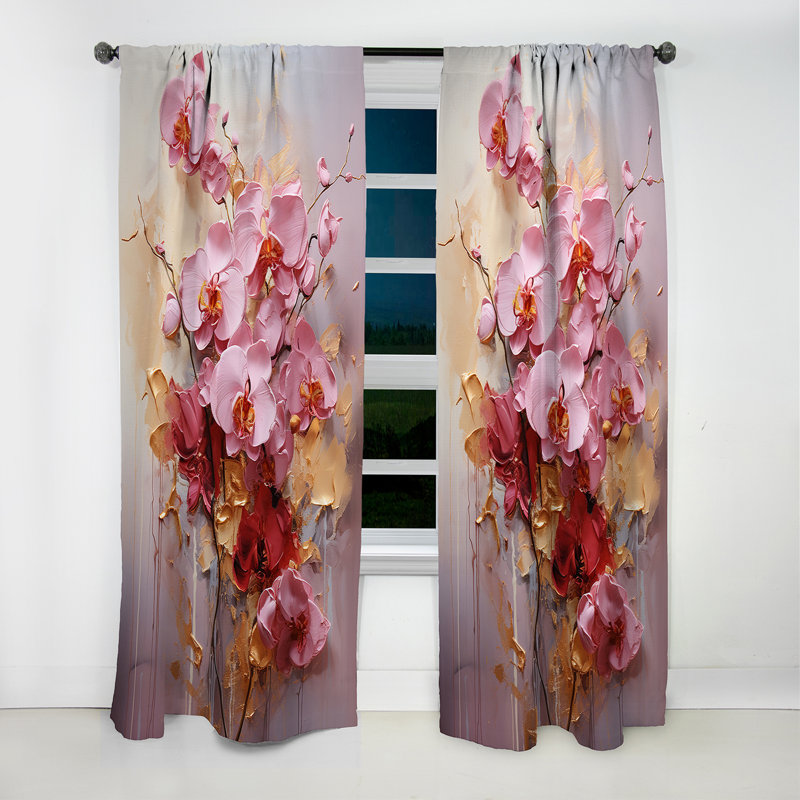 Orchid Elegance Dream I - Rideau orchidée - Rideau occultant à motif floral - 1 panneau, L 52 po x L 95 po