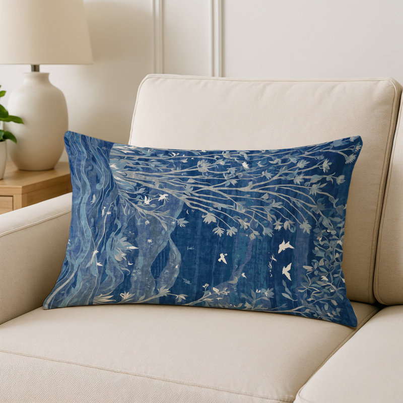 Coussin décoratif intérieur et extérieur Modern, Bleu abstrait 13, Rectangle H 14 po x l 20 po