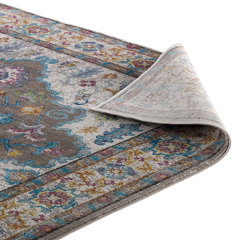 Anisah Gray and Ivory Floral Synthetic 4' x 6' Area Rug